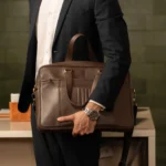 Hobbit Men's Full Grain Leather Laptop Bag | Walnut Brown | 100% Real Leather Executive Briefcase thumbnail
