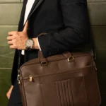 Hobbit Men's Full Grain Leather Laptop Bag | Walnut Brown | 100% Real Leather Executive Briefcase thumbnail