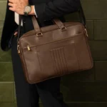 Hobbit Men's Full Grain Leather Laptop Bag | Walnut Brown | 100% Real Leather Executive Briefcase thumbnail
