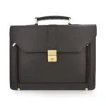 Men's Executive Leather Briefcase | Dark Brown | Gold Push-Lock Clasp | 100% Real Leather thumbnail