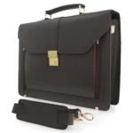 Men's Executive Leather Briefcase | Dark Brown | Gold Push-Lock Clasp | 100% Real Leather thumbnail