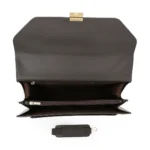 Men's Executive Leather Briefcase | Dark Brown | Gold Push-Lock Clasp | 100% Real Leather thumbnail