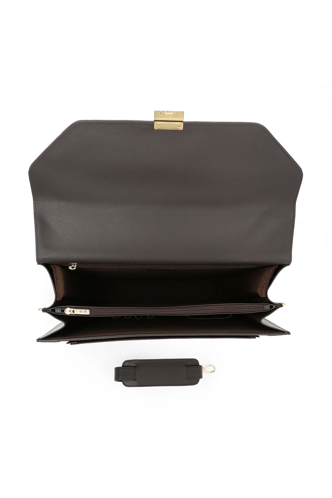 Men's Executive Leather Briefcase | Dark Brown | Gold Push-Lock Clasp | 100% Real Leather