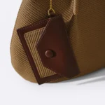 Women's Beige Karakoy Top Handle Tote Bag | Woven Textile & Burgundy Leather Trim | Attached Mini Pouch thumbnail