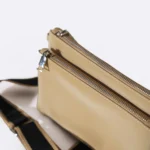 Women's Off-White Velvet Peach Crossbody Bag | Wide Canvas Strap | Silver Hardware | Compact Clutch thumbnail
