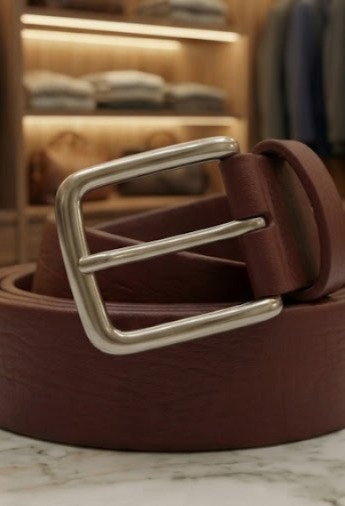 Refined silver square buckle — clean modern hardware
