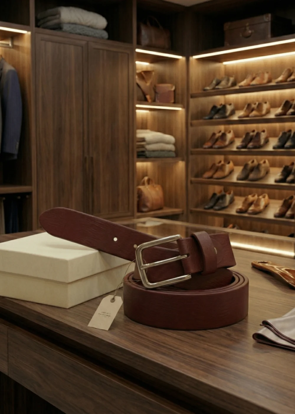 Men's Burgundy Genuine Leather Belt | Silver Square Buckle | Premium Gift Box | 100% Real Leather