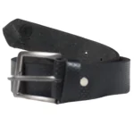 Men's Black Perforated Leather Belt | Gunmetal Square Buckle | 100% Real Leather | Casual & Smart thumbnail